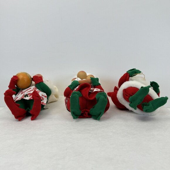 Vintage Santas Best Rennoc Santakins Christmas Elf Gnome Ornaments Set Of 3 - Picture 10 of 15
